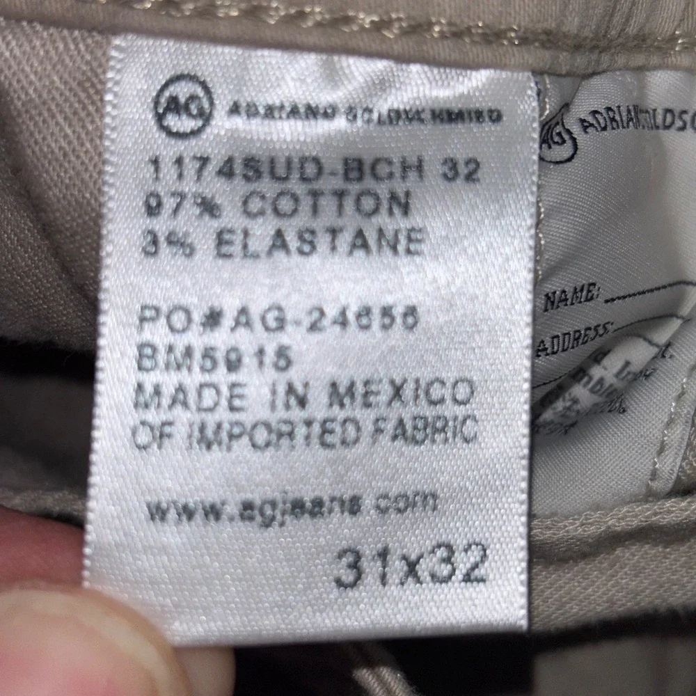 AG Adriano Goldschmied The Graduate  Khaki Pants 31x29 1174SUD-BCH